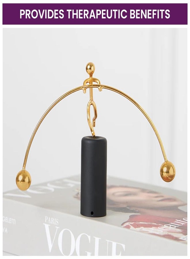 DecorTwist® Newton's Balancing Man Stress Relief Toy 4.5Inch Perpetual Motion Metal Pole Balancing Man Instrument in Gold Home Office Toys Desktop Art for Table Desk Decor Gifts Pack of 1 (Golden) - Image 5